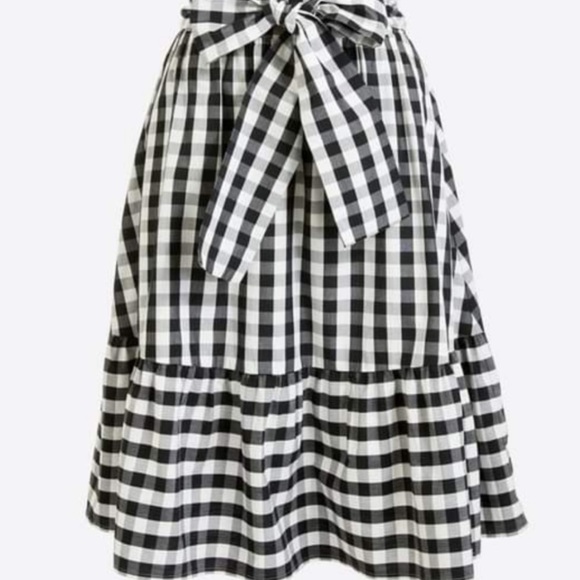 J. Crew Big Bow Tie Front Gingham Print Skirt Size 2 - Picture 2 of 6